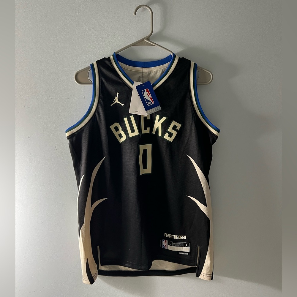 Nike Bucks Black and Cream Basketball Jersey